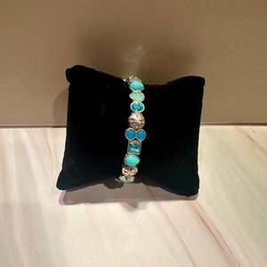 Brighton Silver Bracelet with Turquoise and Blue Gemstones Accents